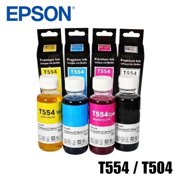 Pack X4 Tinta T554/T504 Compatible Combo Cyan / Negro / Amarillo / Magenta