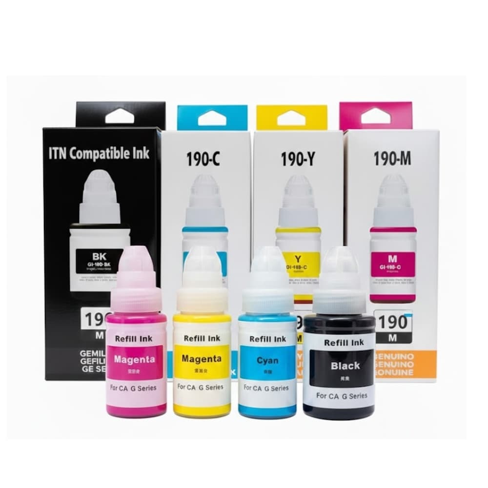 Pack X4 Tinta Compatible GI-190 Negro / Cyan / Magenta / Amarillo: imagen 3