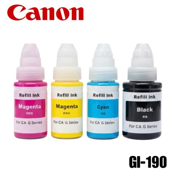 Pack X4 Tinta Compatible GI-190 Negro / Cyan / Magenta / Amarillo