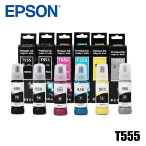 Pack X6 Tinta T555 Colores y Photo Black compatible | L8160, L8180